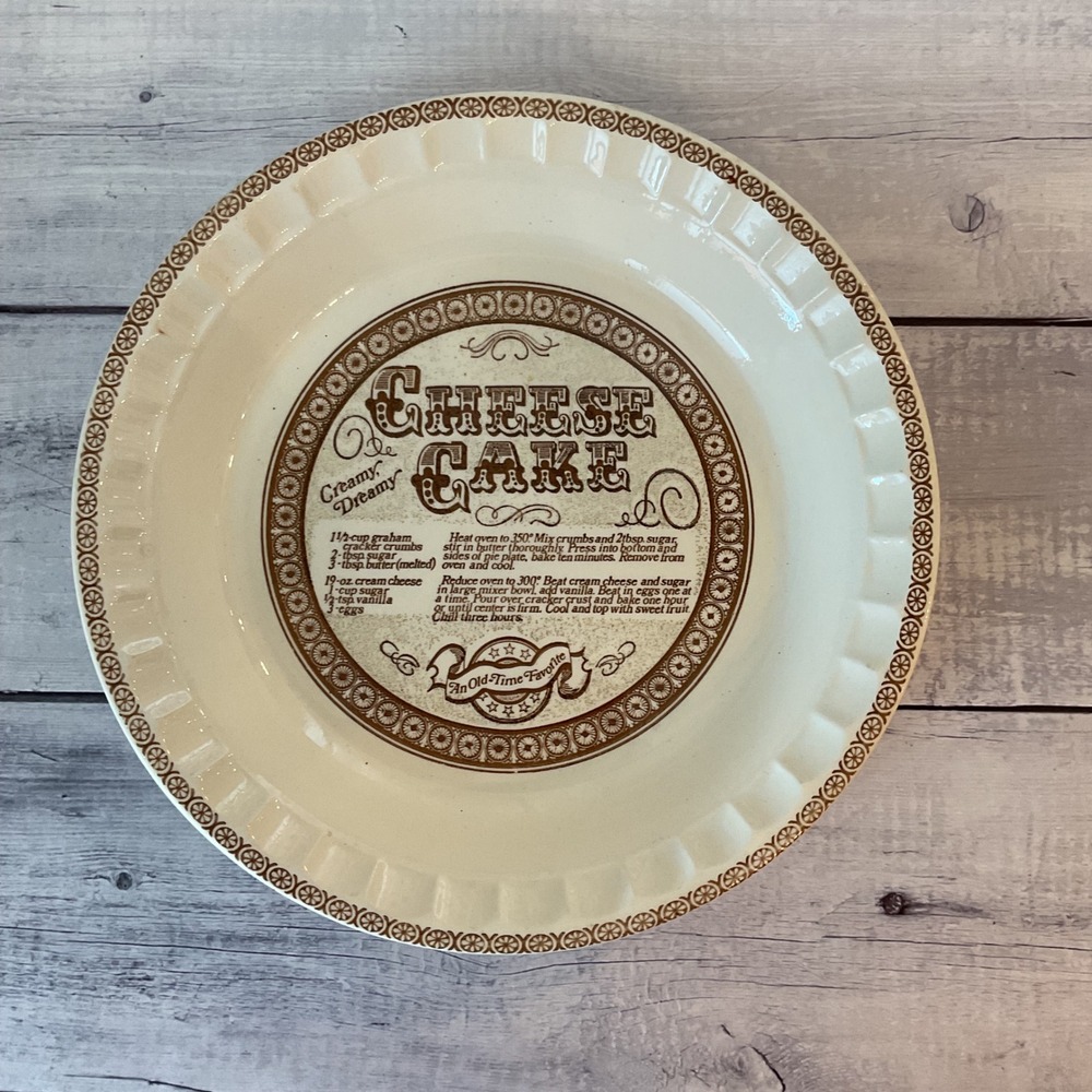 Vintage Royal China Country Harvest Cheesecake Recipe Pie Baker Ironstone 11in